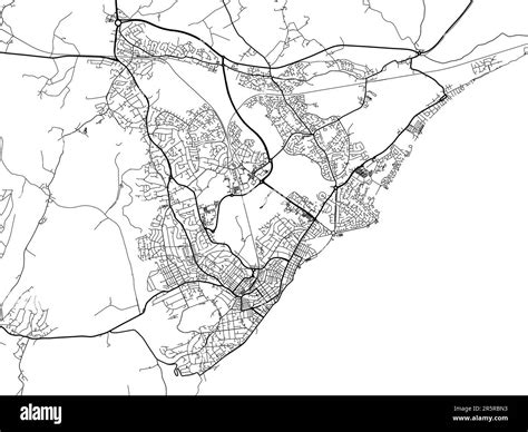 Road Map Of The City Of Eastbourne In The United Kingdom On A White