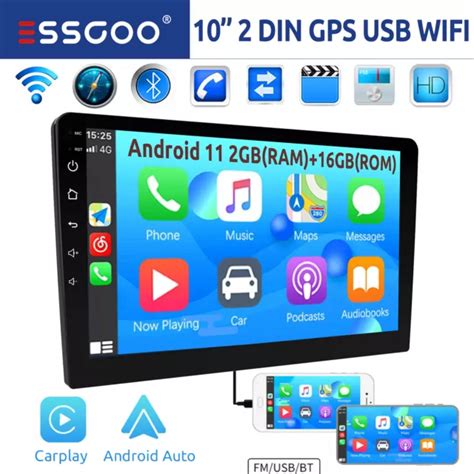 ESSGOO 10 CARPLAY Autoradio Android 11 Auto Bluetooth GPS NAVI WiFi