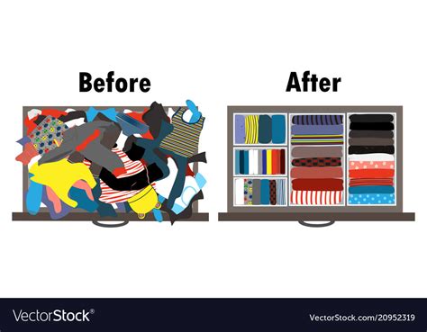 Before and after tidying up kids wardrobe Vector Image