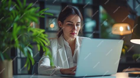 Premium Photo | Portrait of a woman in professional attire working on a ...