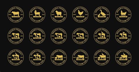 Premium Vector | Farm animals logo set