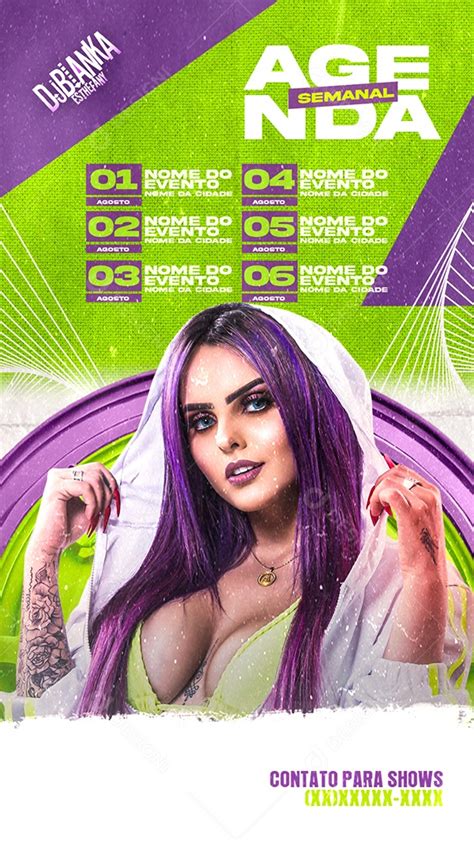 Social Media Flyer Story Agenda Semanal Dj Bianka Psd Edit Vel