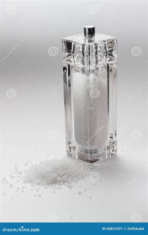 Glass Mill With Salt On White Background Stock Image Image Of Still Healthy 50831031