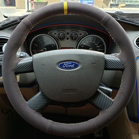 Custom Car Steering Wheel Braid Cover Suede Fit For Ford Kuga