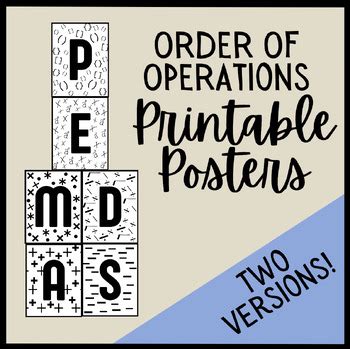 Order Of Operation Posters Pemdas By Annaliese Green Tpt