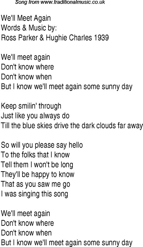 1940s Top Songs: lyrics for We'll Meet Again