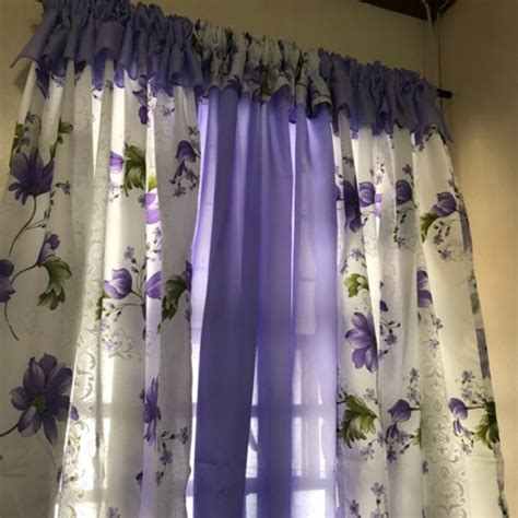 Purple Flower Printed Curtain Shopee Philippines