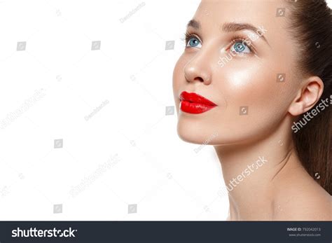 Beautiful Woman Portrait Red Lips Nude Stock Photo Shutterstock