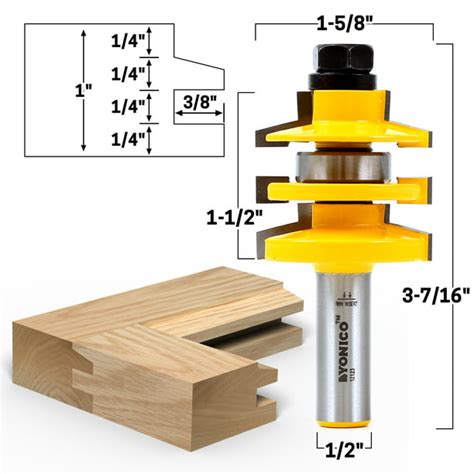 Bevel Stacked Rail And Stile Router Bit 12 Shank Yonico 12123