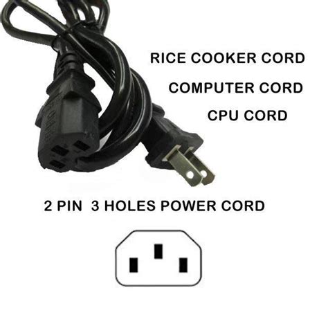 Ac Power Cord Pin Plug M For Cpu Monitor Rice Cooker Lazada