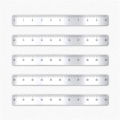 Premium Vector Realistic Various Brushed Metal Rulers With