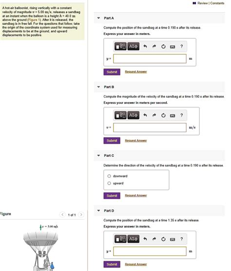 Review Constants Hot Air Balloonist Rising Vertically With Constant Velocity Of Magnitude Ms