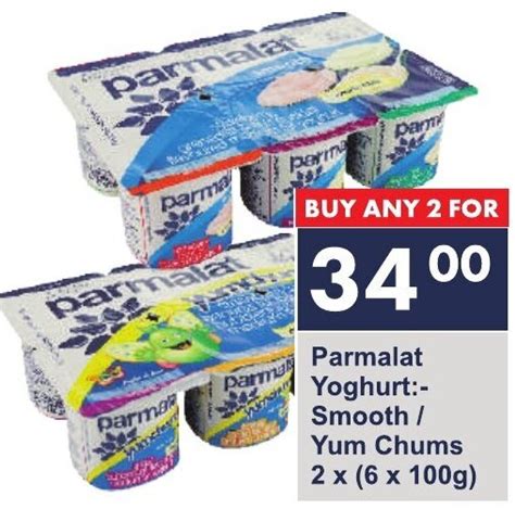 Parmalat Yoghurt Smooth Yum Chums 2 X 6 X 100g Offer At President