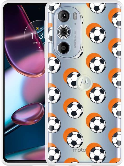 Motorola Edge Pro Hoesje Soccer Ball Orange Shadow Designed By