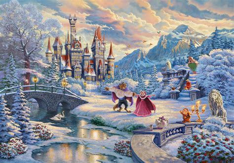 Thomas Kinkade Disney Beauty And The Beast S Winter Enchantment Giclee