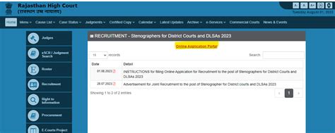 Rajasthan High Court Stenographer Recruitment 2023 Apply Online For