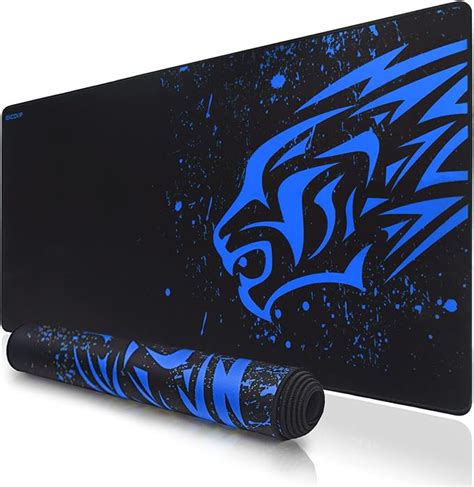 Blauw Luipaard XXL Gaming Muismatten Zwart Mousepad Pc Desktop Mouse