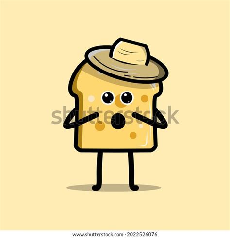 Bread Mascot Cute Expressions Poses Stock Vector Royalty Free