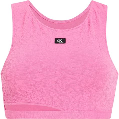 Calvin Klein Crop Top Ld43 Women Bold Pink Flannels