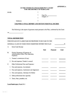 Fillable Online Mdb Uscourts LBF N1 Chapter 11 Final Report And Motion