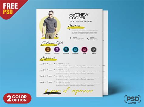 Clean And Modern Resume Cv Psd Template Psd Zone