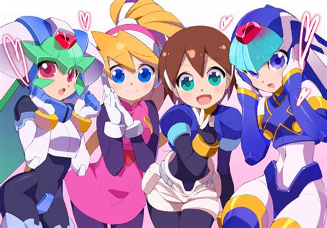 Safebooru 4girls Aile Aile Mega Man Zx Black Bodysuit Blonde Hair