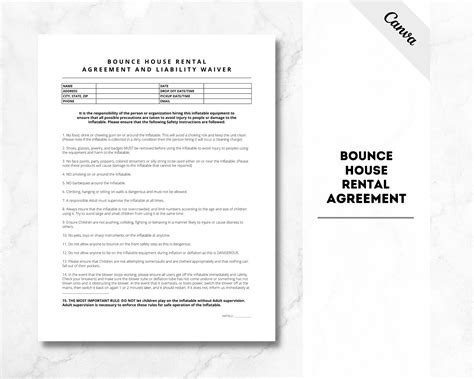 Bounce House Rental Agreement, Inflatable Rental Contract Agreement
