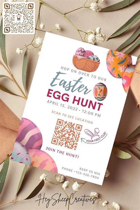 Editable Easter Egg Hunt Invitation Card Qr Code Google Maps Etsy