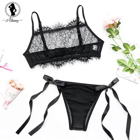 Alinry Bra Set Full Cup Wire Free Lace Sexy Brassiere Lingerie