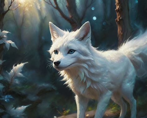 Digital Download Enchanted Forest White Fox Illustration - Etsy