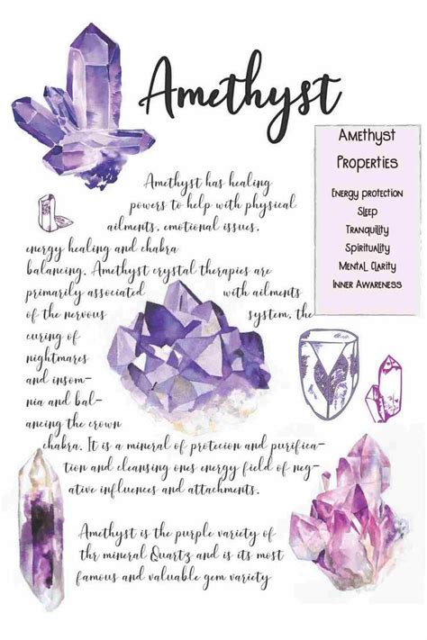 Book Of Shadows Page Amethyst Crystal Healing Chart Crystals Book