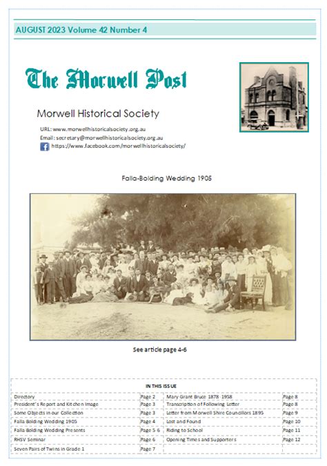 Newsletter August 2023 Morwell Historical Society