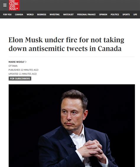 Elon Musk Under Fire For Not Taking Down Antisemitic Tweets In Canada