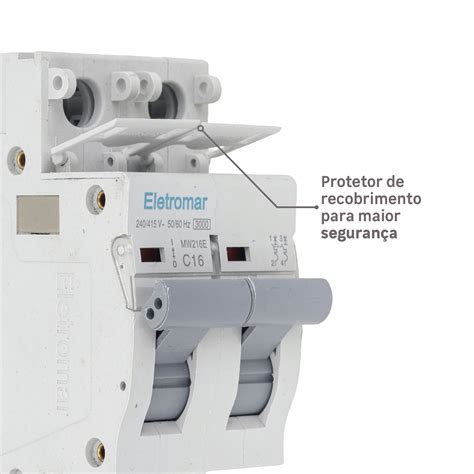 Disjuntor Din Bipolar 220V 400V 10A Eletromar Leroy Merlin