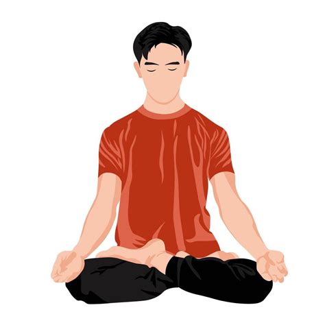 Yoga Man Vector Stock Illustration Male Meditation The Guy Is Sitting