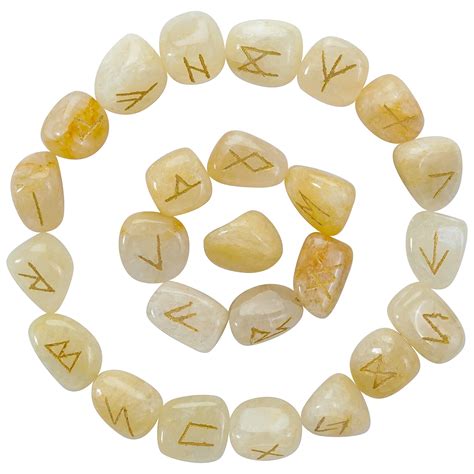 Crocon Golden Pyrite Rune Stones Set With Elder Futhark Alphabet