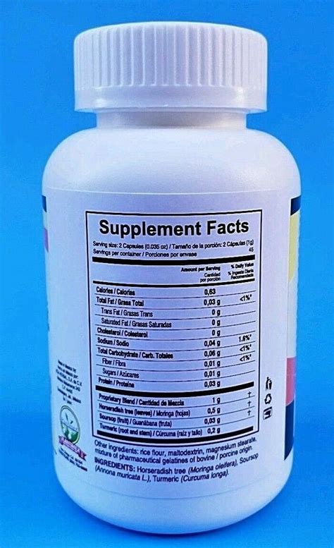 MORINGA GUANABANA CURCUMA 90 CAPSULAS 500 MG C U SUPPORT ANTIOXIDANT