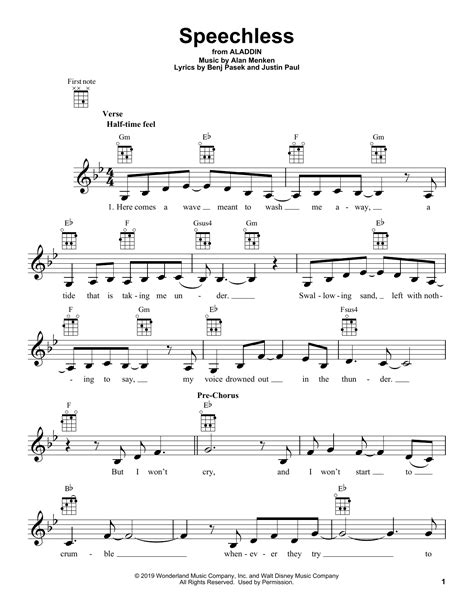 Speechless From Disneys Aladdin By Naomi Scott Sheet Music For