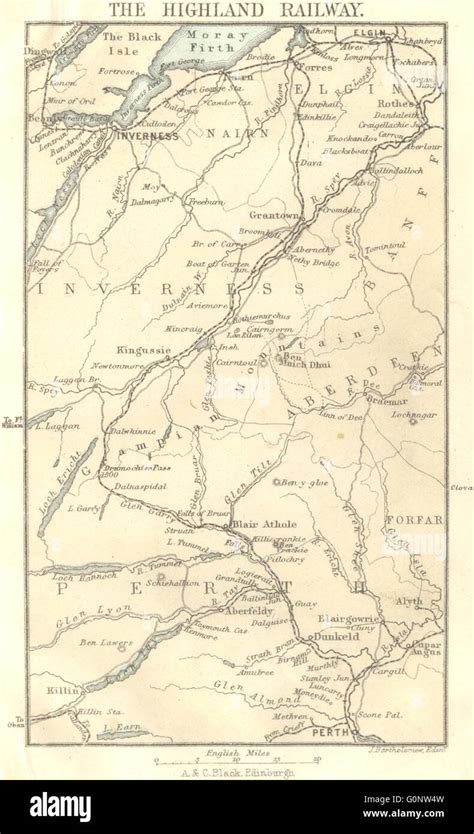 Scotland The Highland Railway Inverness Perth Elgin 1887 Antique Map