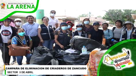 Campaña de Recojo de Criaderos de Zancudos en el Distrito de La Arena