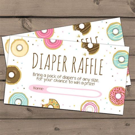 Editable Donut Diaper Raffle Ticket Baby Shower Pink Girl Etsy In