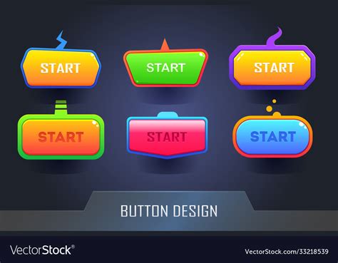 Game button design set colored web buttons Vector Image