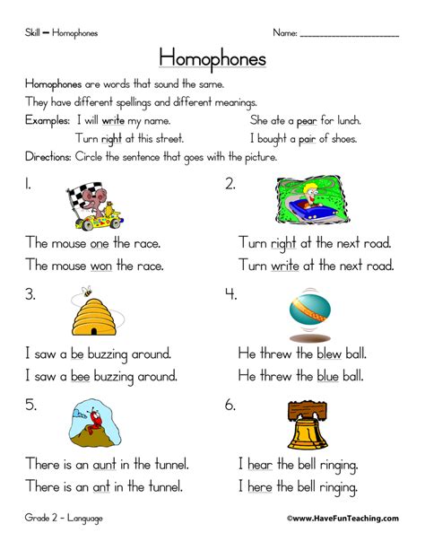 Homophones Worksheet - Have Fun Teaching