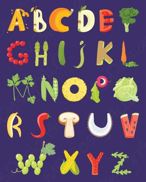 Vegetables with Fruits Alphabet Vegetable ABC Poster