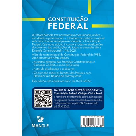 Livro Constituição Federal Atualizada Até A Ec N 1142021 Em