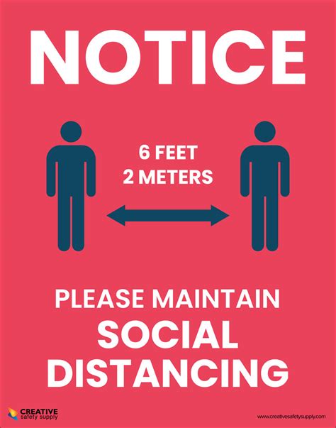 Notice Please Maintain Social Distancing 6 Feet 2 Meters Poster