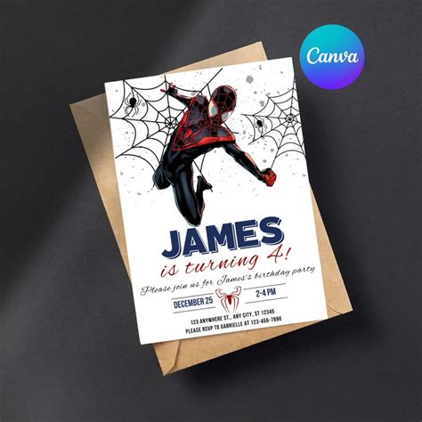 Spiderman Birthday Invitation Template Instant Download Printable Miles