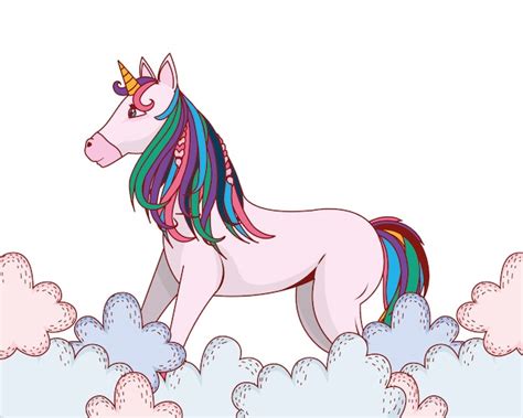 Licorne Entre Les Nuages Vecteur Premium