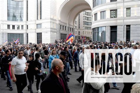 Yerevan Armenia May Protesters Take Part In A Rally Calling