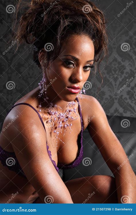 Beautiful African American Woman In Lingerie Stock Photo Image Of